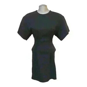 Isabel Marant Dress Mini Baddie Crew Neck Short Sleeve Linen Blend Black